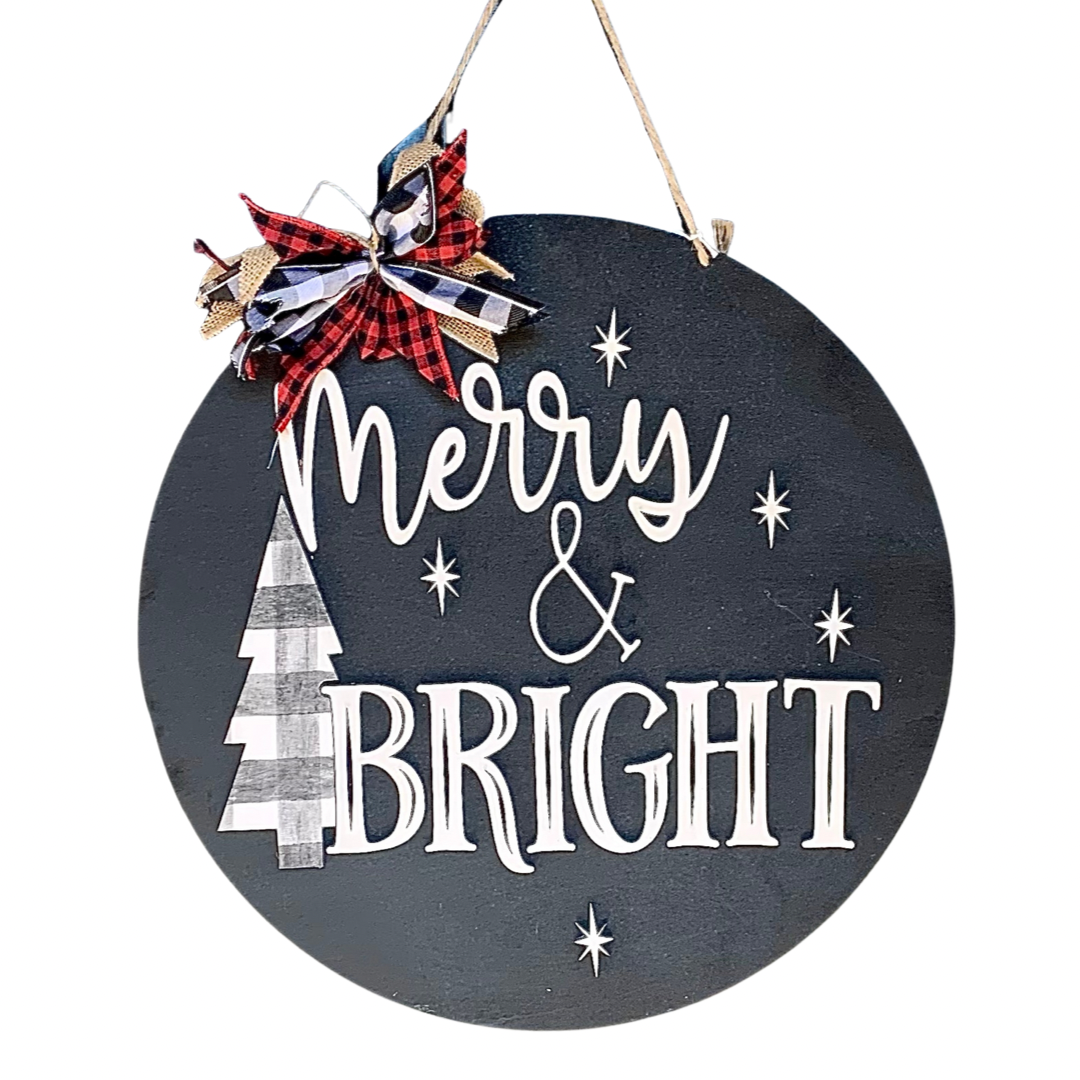 Christmas Door Hanger - Merry and Bright