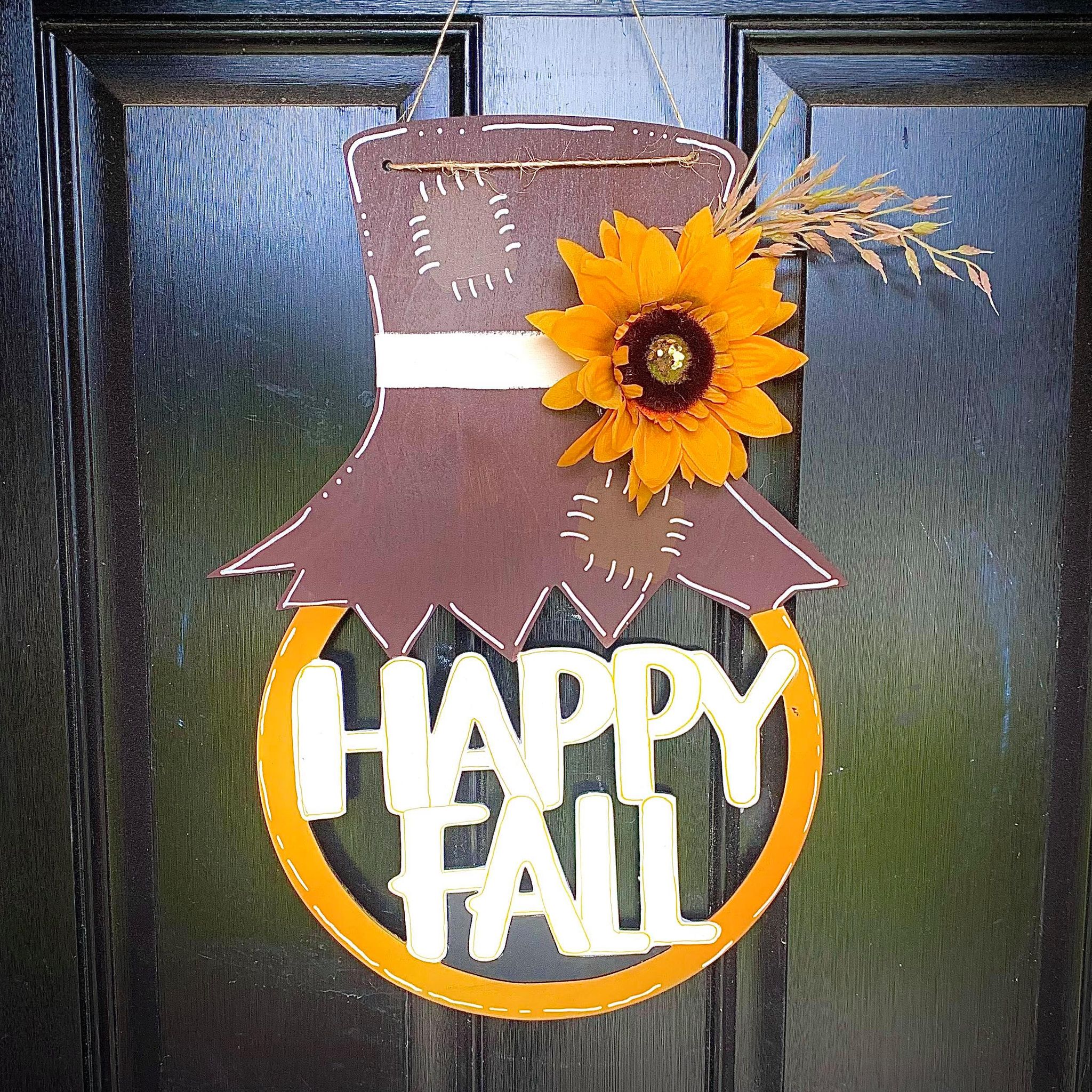 Happy Fall Scarecrow Door Hanger